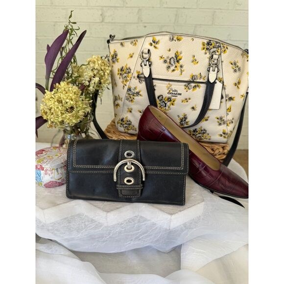 Coach Floral Pebbled Leather Satchel, Yellow & Gray Print - Picture 2 of 11